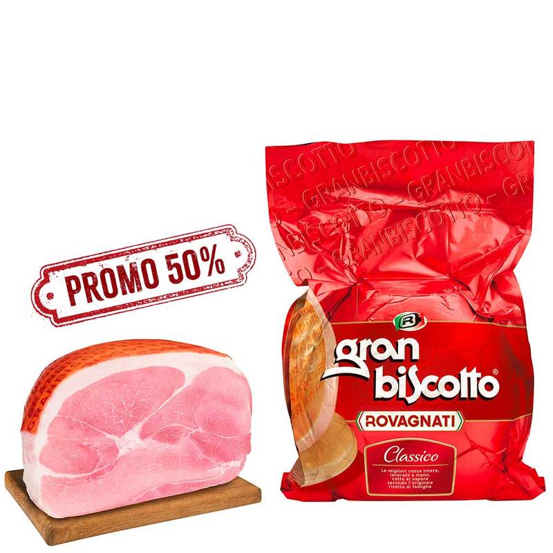 Gran Biscotto: prosciutto cotto metà - Confezione SV da 4,95 kg