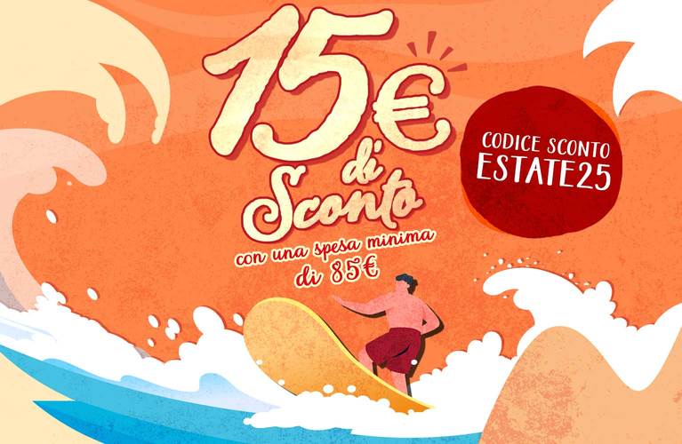 Inserisci il coupon ESTATE25 e ricevi subito 15€ di sconto sul tuo carrello!