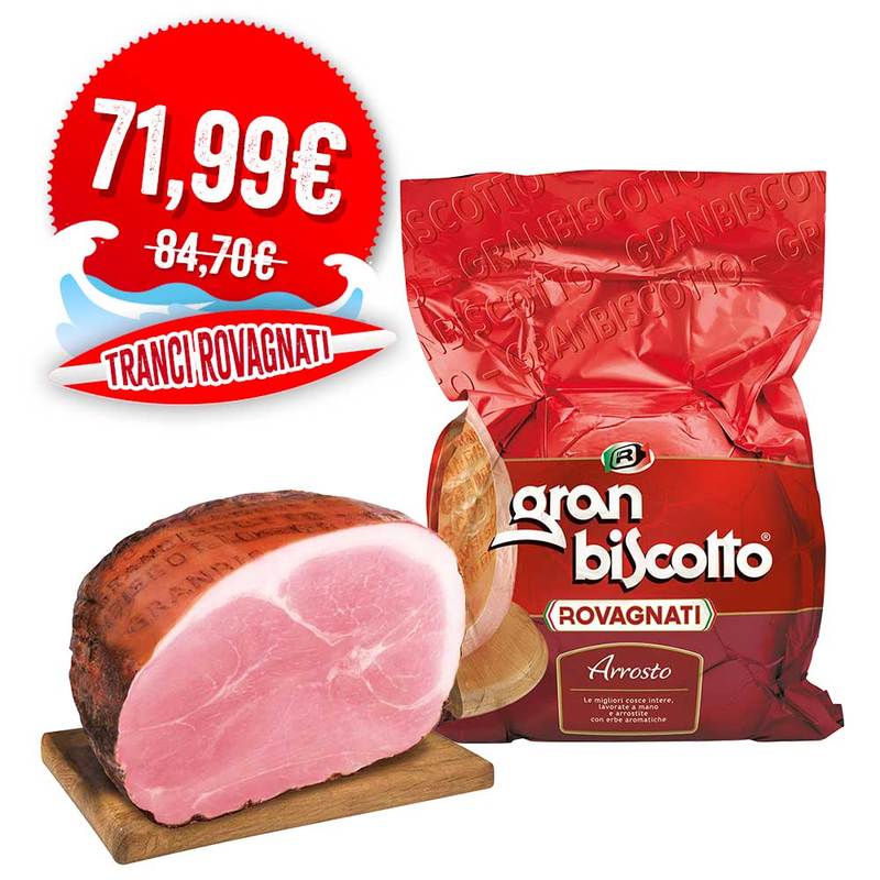 Gran Biscotto: prosciutto cotto arrosto metà - Confezione da 4,05 kg